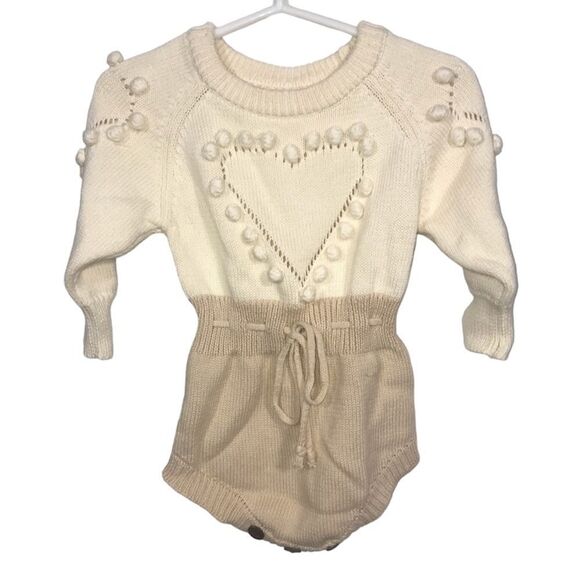 Kid's Knit Sweater Heart Onesie - Picture 1 of 15